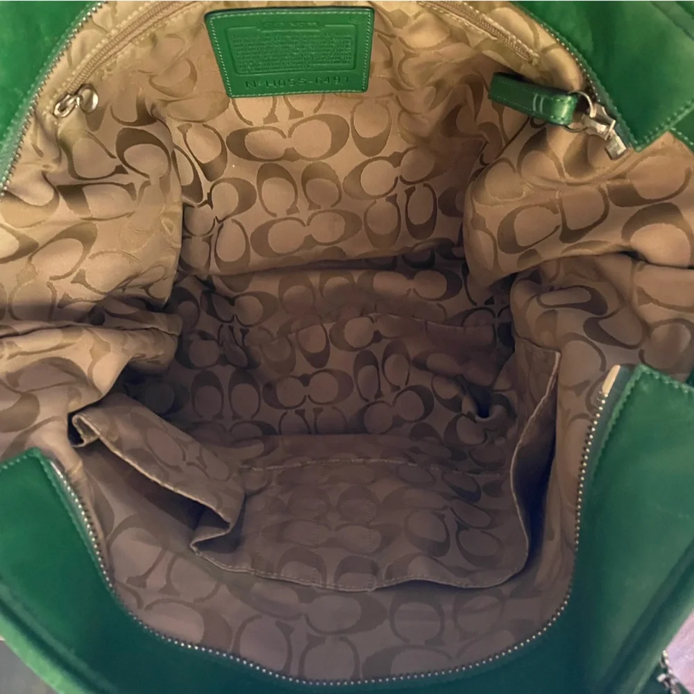 Vintage Coach Hampton Carryall Leather Shoulder Bag - Green - Picture 11 of 13